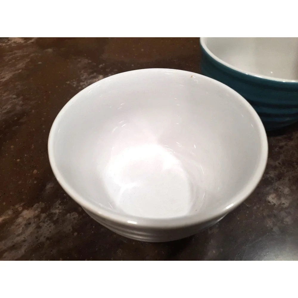 Pier 1 Imports Stoneware Bowls Set 4 Multicolor Ribbed Snack Dessert Condiment